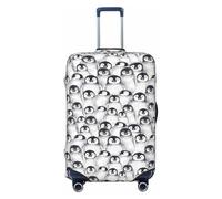 asbwuo Cute Baby Penguins Sketch Print Luggage Cover,Fashion Suitcase Protector Washable Scratch Resistant, Black, Small