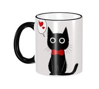 asbwuo Cute Black Cat Coffee Mug with Handle Tea Cup Mug Drinking Cups Ceramic Reusable Funny Novelty Coffee Mugs Travel Cup Drinkware Accessories for Home Office Cups Gifts 11oz
