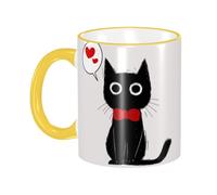 asbwuo Cute Black Cat Coffee Mug with Handle Tea Cup Mug Drinking Cups Ceramic Reusable Funny Novelty Coffee Mugs Travel Cup Drinkware Accessories for Home Office Cups Gifts 11oz