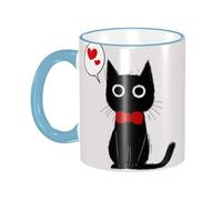 asbwuo Cute Black Cat Coffee Mug with Handle Tea Cup Mug Drinking Cups Ceramic Reusable Funny Novelty Coffee Mugs Travel Cup Drinkware Accessories for Home Office Cups Gifts 11oz