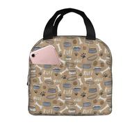 asbwuo Cute Dog Bone Bowl Woof Paw Insulated Lunch Bag, Reusable Thermal Tote for Women, Men, Work, Picnic, and Office