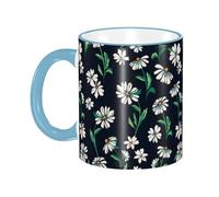 asbwuo Cute Floral Beautiful Daisy Flowers Coffee Mug with Handle Tea Cup Mug Drinking Cups Ceramic Reusable Funny Novelty Coffee Mugs Travel Cup Drinkware Accessories for Home Office Cups Gifts 11oz