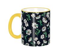 asbwuo Cute Floral Beautiful Daisy Flowers Coffee Mug with Handle Tea Cup Mug Drinking Cups Ceramic Reusable Funny Novelty Coffee Mugs Travel Cup Drinkware Accessories for Home Office Cups Gifts 11oz