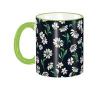 asbwuo Cute Floral Beautiful Daisy Flowers Coffee Mug with Handle Tea Cup Mug Drinking Cups Ceramic Reusable Funny Novelty Coffee Mugs Travel Cup Drinkware Accessories for Home Office Cups Gifts 11oz
