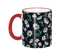 asbwuo Cute Floral Beautiful Daisy Flowers Coffee Mug with Handle Tea Cup Mug Drinking Cups Ceramic Reusable Funny Novelty Coffee Mugs Travel Cup Drinkware Accessories for Home Office Cups Gifts 11oz
