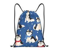asbwuo Cute Husky Snow Scarf Drawstring Backpack Lightweight Sports Gym Bag With Adjustable Shoulder Straps For Fitness Yoga Travel Soccer Volleyball Small
