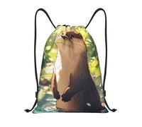asbwuo Cute Otter Drawstring Backpack, Lightweight And Suitable For Fitness, Sports,With Shoulder Straps