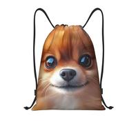 asbwuo Cute Pomeranian Face Drawstring Backpack, Lightweight And Suitable For Fitness, Sports,With Shoulder Straps