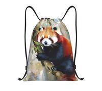 asbwuo Cute Red Panda Tree Drawstring Backpack Lightweight Sports Gym Bag With Adjustable Shoulder Straps For Fitness Yoga Travel Soccer Volleyball Medium