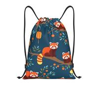 asbwuo Cute Red Panda TreeDrawstring Backpack Lightweight Sports Gym Bag With Adjustable Shoulder Straps For Fitness Yoga Travel Soccer Volleyball Small