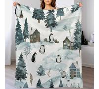 asbwuo Cute Wildlife Penguin Throw Blanket, Soft Lightweight Cozy Warm Bear Nature Pine Cottage Flannel Blankets for Couch Bed Travel, 40"x50"