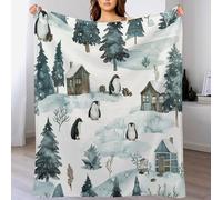 asbwuo Cute Wildlife Penguin Throw Blanket, Soft Lightweight Cozy Warm Bear Nature Pine Cottage Flannel Blankets for Couch Bed Travel, 50"x70"