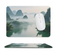 asbwuo Desk Pad Protector Morning Mist in The Mountains and Waters Waterproof Desk Writing Pad with Anti-fray Stitching Non-Slip Rubber Bottom Computer Mouse Pad for Wireless Mouse Office and Home