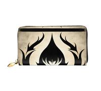 asbwuo Devil Satan Print Leather Wallet for Men, Slim Bifold with Full-Print Design, Secure Zipper Closure, RFID Blocking