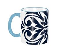asbwuo Diamond Flower Leaf Geometric Black Coffee Mug with Handle Tea Cup Mug Drinking Cups Ceramic Reusable Funny Novelty Coffee Mugs Travel Cup Drinkware Accessories for Home Office Cups Gifts 11oz