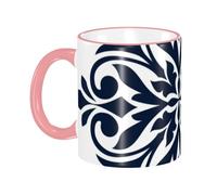asbwuo Diamond Flower Leaf Geometric Black Coffee Mug with Handle Tea Cup Mug Drinking Cups Ceramic Reusable Funny Novelty Coffee Mugs Travel Cup Drinkware Accessories for Home Office Cups Gifts 11oz