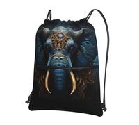 asbwuo Eerie Elephant Printed floral pocket gym bag zippered drawstring backpack suitable for travel