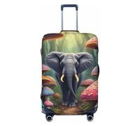 asbwuo Enchanted Elephant Mushrooms Luggage Cover Elastic Washable Protector Anti-Scratch Travel Suitcase Covers with Concealed Zipper for 18-32 Inch Luggage Medium