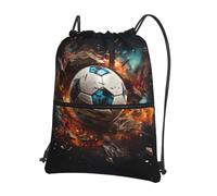 asbwuo Firecracker Soccer Printed floral pocket gym bag zippered drawstring backpack suitable for travel