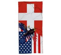 asbwuo Flag of Switzerland and America Dominican Republic Bald Eagle Flag Absorbent Cotton Back, Soft Bath Towel 31.5"x63" Wraps Your Body