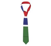 asbwuo Flag of the Gambia Prints Men's Necktie - Stylish and Durable Polyester Tie for Business, Daily Life, and Special Occasions, Black, One Size