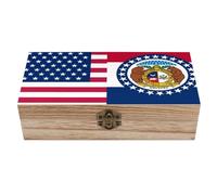 asbwuo Flag of U.S.A And Missouri Wooden Decorative Boxes with Hinged Lid Keepsake Treasure Chest Box Jewelry Craft Organizer