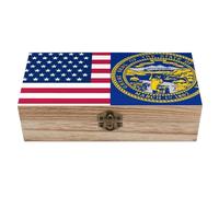 asbwuo Flag of U.S.A And Nebraska Wooden Decorative Boxes with Hinged Lid Keepsake Treasure Chest Box Jewelry Craft Organizer
