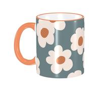 asbwuo Floral Doodle Boho Flowers Coffee Mug with Handle Tea Cup Mug Drinking Cups Ceramic Reusable Funny Novelty Coffee Mugs Travel Cup Drinkware Accessories for Home Office Cups Gifts 11oz