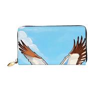 asbwuo Flying Seagulls Print Leather Wallet for Men, Slim Bifold with Full-Print Design, Secure Zipper Closure, RFID Blocking