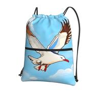 asbwuo Flying Seagulls Printed floral pocket gym bag zippered drawstring backpack suitable for travel