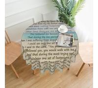 asbwuo Foot Prints in The Sand Round Tablecloth 60 Inches - Waterproof, Wrinkle Resistant, Washable Fabric, Suitable for Restaurants, Parties, Outdoor Picnics