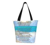 asbwuo Footprints In The Sand Shoulder Bag, High-Density Polyester Tote With Zipper Closure & Inner Pocket, Spacious & Lightweight For Market, Beach & Travel