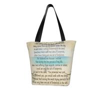 asbwuo Footprints In The Sand Shoulder Bag, High-Density Polyester Tote With Zipper Closure & Inner Pocket, Spacious & Lightweight For Market, Beach & Travel