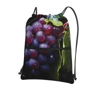 asbwuo Fresh Grapes Printed drawstring sports backpack zippered drawstring backpack suitable for hiking and fitness