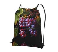 asbwuo Fresh Grapes Printed drawstring sports backpack zippered drawstring backpack suitable for hiking and fitness