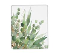 asbwuo Fresh Sage Green White Mouse Pad Square Anti Slip Rubber Base Mouse Pad 8.3 X 10.3 in