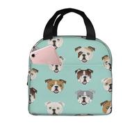 asbwuo Funny English Bulldog Insulated Lunch Bag, Reusable Thermal Tote for Women, Men, Work, Picnic, and Office