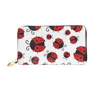 asbwuo Funny Ladybug Print Leather Wallet for Men, Slim Bifold with Full-Print Design, Secure Zipper Closure, RFID Blocking