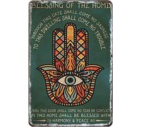 asbwuo Funny Metal Sign Yoga Hamsa Bless Your Home Retro Decor Art Sign Home Kitchen Bar Cafe Club Cave Wall Decor Yoga Tin Sign 8x12 Inch