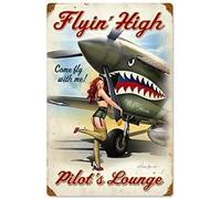 asbwuo Funny Poster Retro Aluminum Sign Vintage Style Pinup Girl Flying High Retro Metal Signs,for Garage Family Bar Cafe Room Bathroom Art Wall Decor Poster 6x8 inch