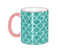 asbwuo Glitter Teal Mermaid Scales Coffee Mug with Handle Tea Cup Mug Drinking Cups Ceramic Reusable Funny Novelty Coffee Mugs Travel Cup Drinkware Accessories for Home Office Cups Gifts 11oz