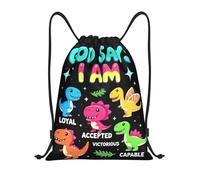 asbwuo God Says I Am Loyal Accepted Victorious Capable Dinosaur Drawstring Backpack Lightweight Sports Gym Bag With Adjustable Shoulder Straps For Fitness Yoga Travel Soccer Volleyball Medium