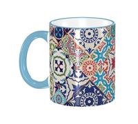 asbwuo Gorgeous Colorful Moroccan Tiles Coffee Mug with Handle Tea Cup Mug Drinking Cups Ceramic Reusable Funny Novelty Coffee Mugs Travel Cup Drinkware Accessories for Home Office Cups Gifts 11oz