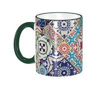 asbwuo Gorgeous Colorful Moroccan Tiles Coffee Mug with Handle Tea Cup Mug Drinking Cups Ceramic Reusable Funny Novelty Coffee Mugs Travel Cup Drinkware Accessories for Home Office Cups Gifts 11oz