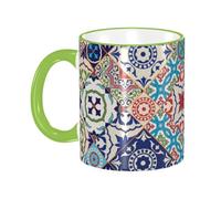 asbwuo Gorgeous Colorful Moroccan Tiles Coffee Mug with Handle Tea Cup Mug Drinking Cups Ceramic Reusable Funny Novelty Coffee Mugs Travel Cup Drinkware Accessories for Home Office Cups Gifts 11oz