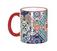 asbwuo Gorgeous Colorful Moroccan Tiles Coffee Mug with Handle Tea Cup Mug Drinking Cups Ceramic Reusable Funny Novelty Coffee Mugs Travel Cup Drinkware Accessories for Home Office Cups Gifts 11oz