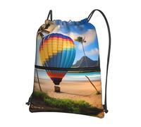 asbwuo Hawaii Hot Air Balloon Printed floral pocket gym bag zippered drawstring backpack suitable for travel