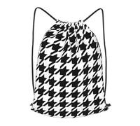 asbwuo Houndstooth Large Classic Pattern Outdoor Leisure Drawstring Backpack, Lightweight Waterproof Sports Bag For Men & Women - Gym, Yoga, Travel