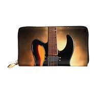 asbwuo Instrumental Guitar Print Leather Wallet for Men, Slim Bifold with Full-Print Design, Secure Zipper Closure, RFID Blocking