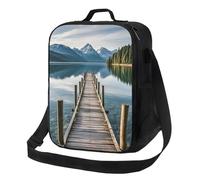 asbwuo Insulated Lunch Box for Men Women Reusable Lunch Bag Wood Jetty and Calm Lake Cooler Tote Bags for Work Picnic